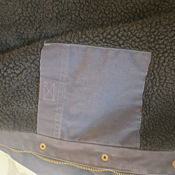 Wrangler Workwear Sherpa Lined Hoodie Duck Jacket Blue Gray Mens XL - Picture 8 of 11